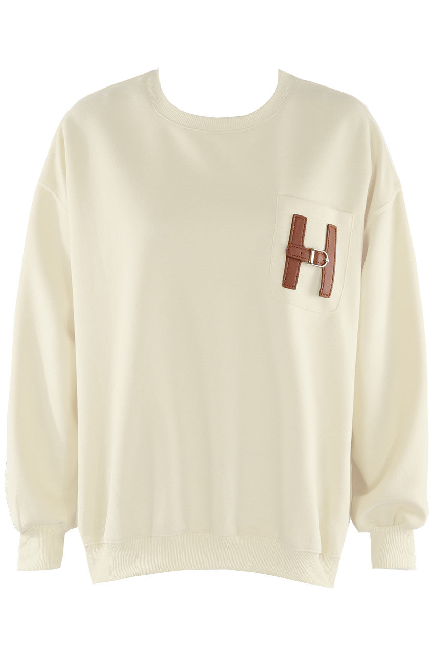 H Motif Crew Neck Sweatshirt