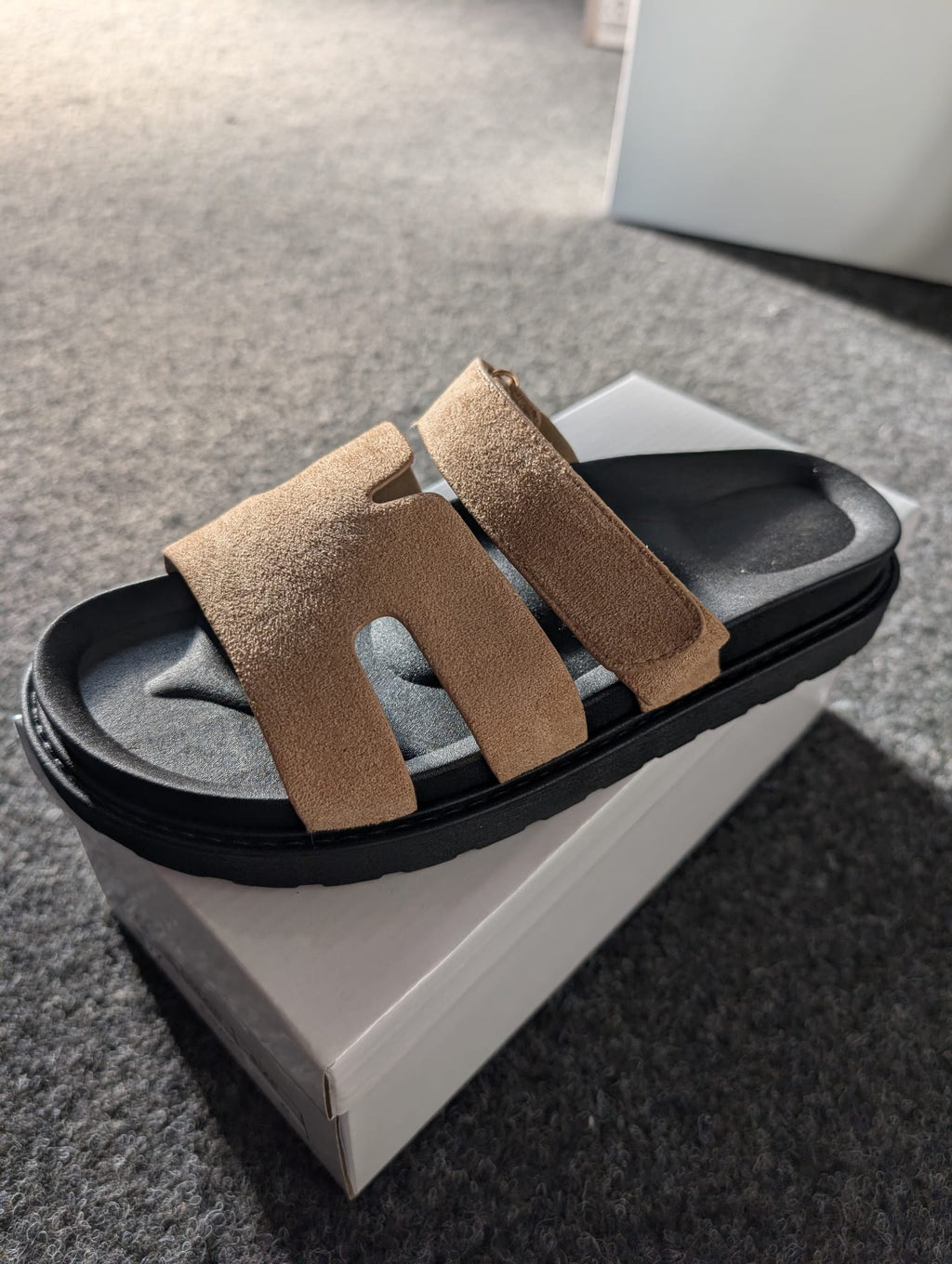 Inspired H Faux Suede Velcro Sliders