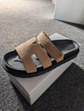 Inspired H Faux Suede Velcro Sliders