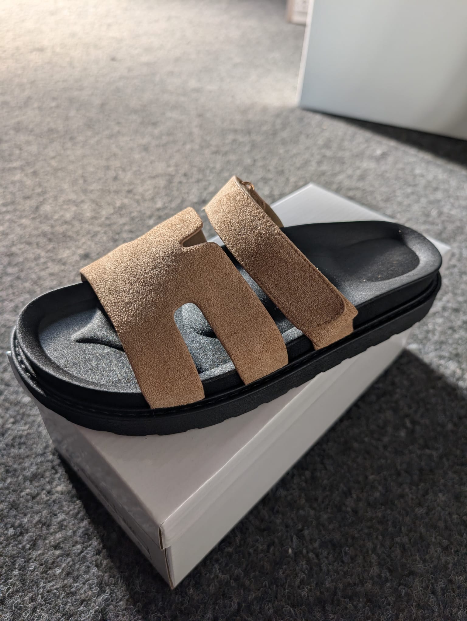 Inspired H Faux Suede Velcro Sliders