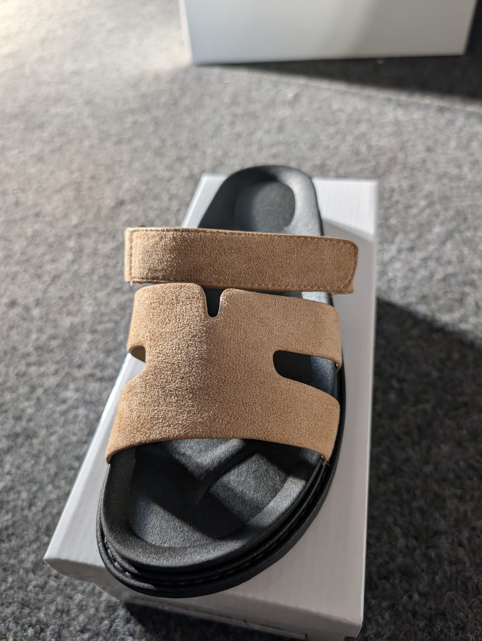 Inspired H Faux Suede Velcro Sliders