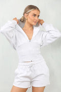 Ribbed Corset Fit Hooded Short Set