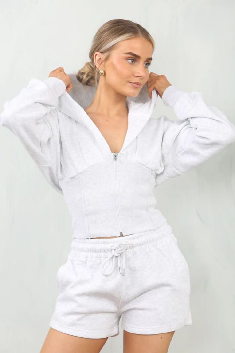 Ribbed Corset Fit Hooded Short Set