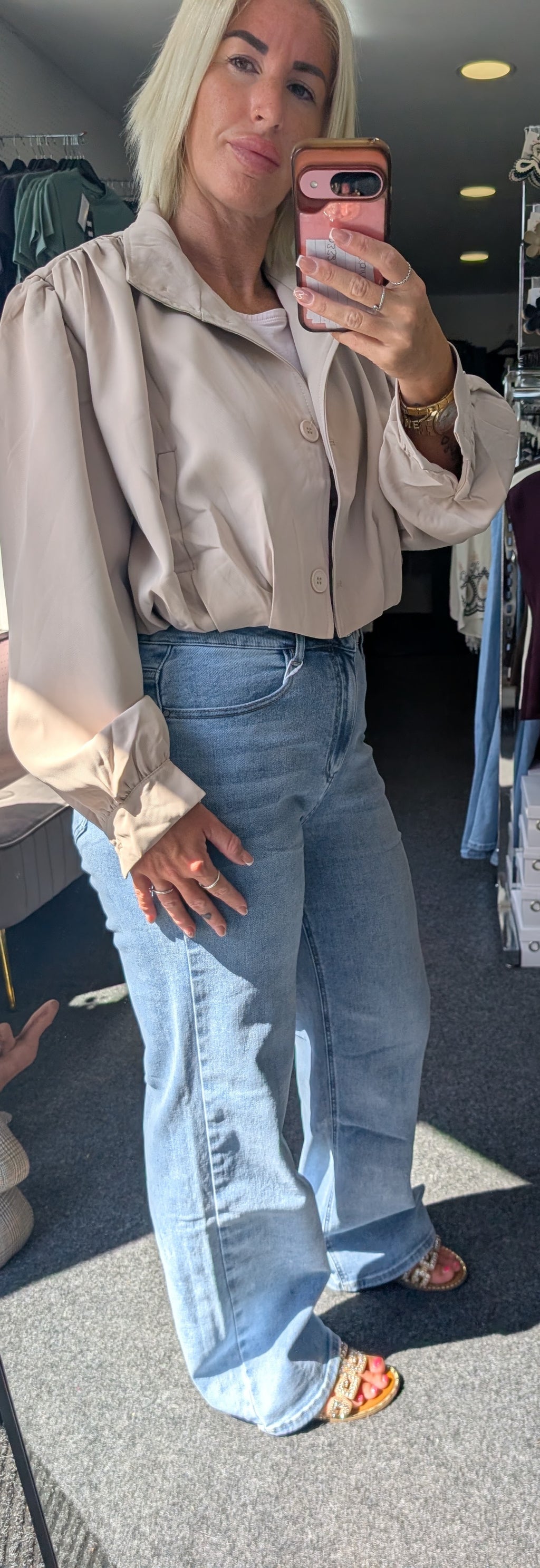 Zara Inspired Cropped Jacket With Ruched Shoulder Detail