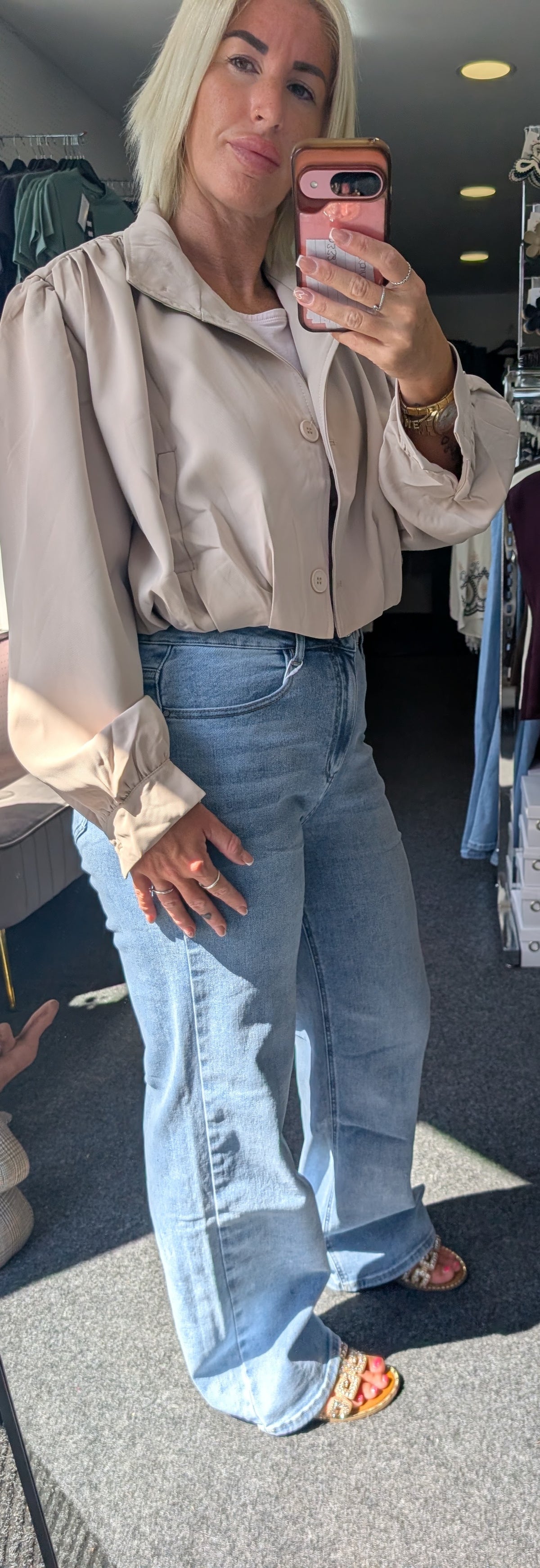 Zara Inspired Cropped Jacket With Ruched Shoulder Detail