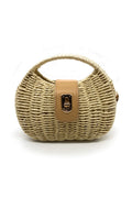 Rounded Natural Wicker Box Bag