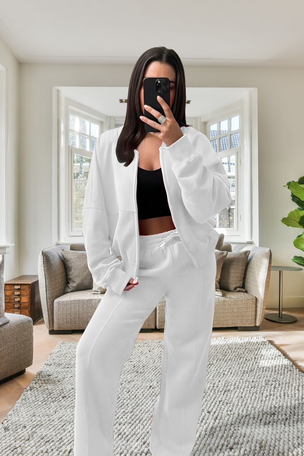 Fleece Zip Front Bomber Sweatshirt & Joggers Loungewear Co-Ord Set