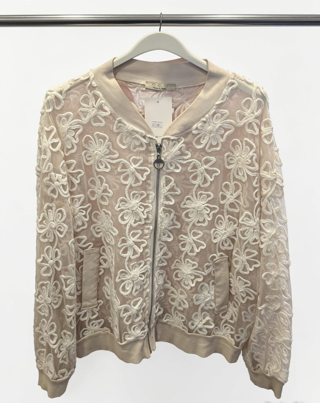 Natural Luxe Lace Bomber Jacket