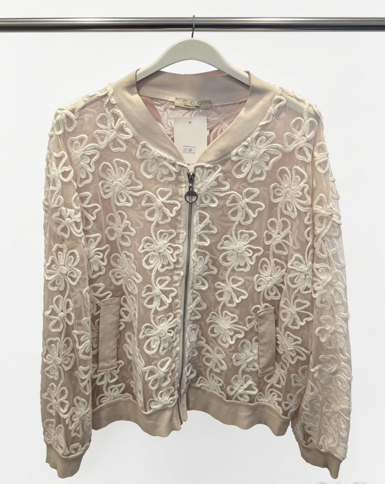 Natural Luxe Lace Bomber Jacket