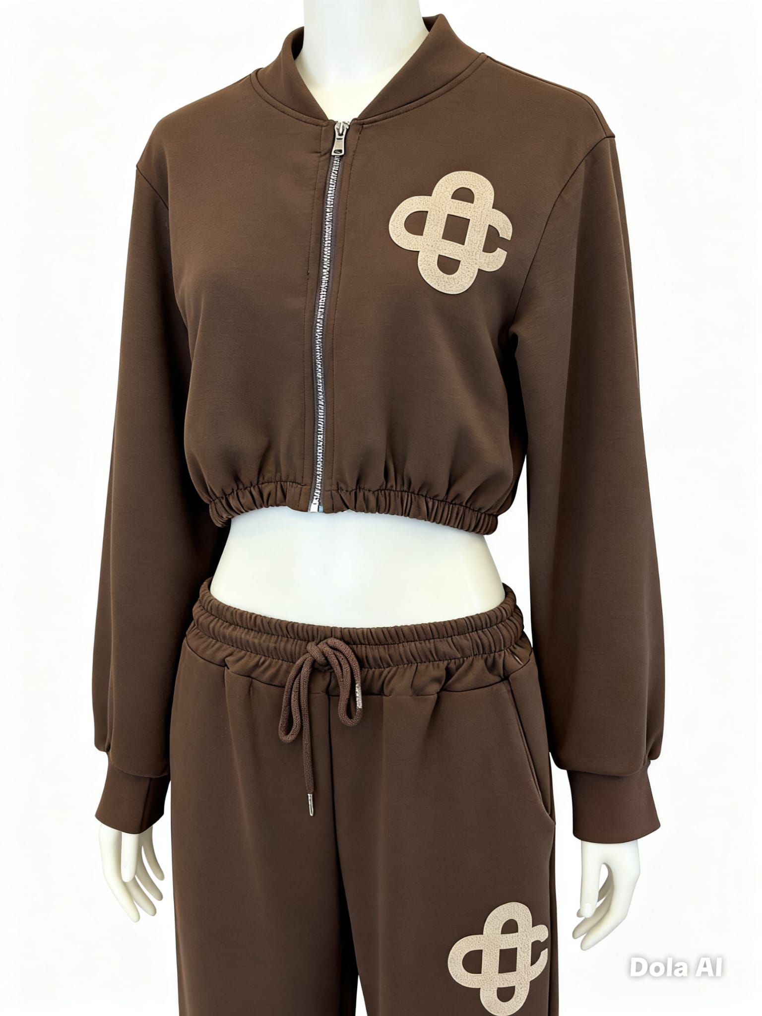 Zip Up Jacket & Wide Leg Trousers With Knot Logo