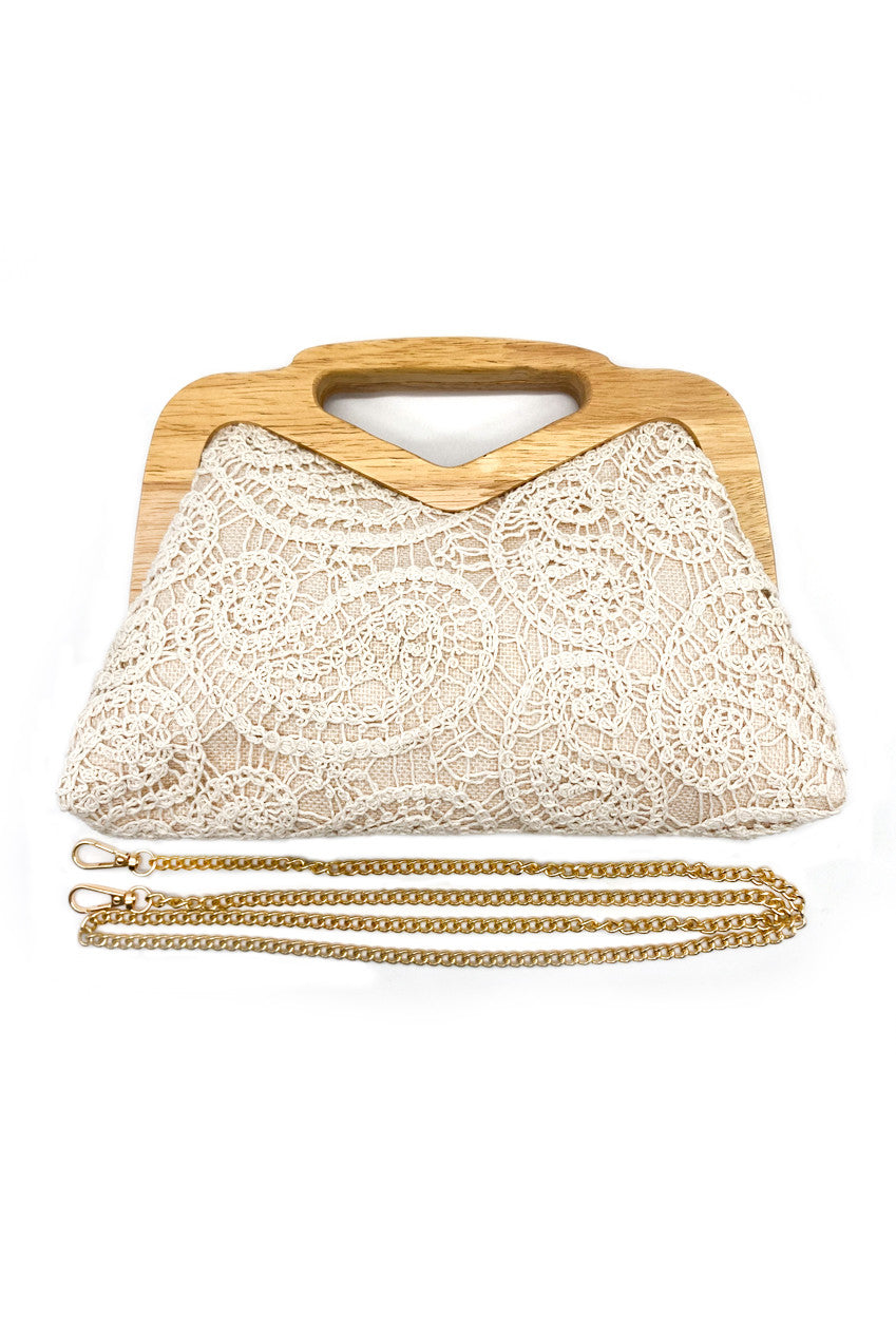 Crochet Clutch Bag With Wooden Handle