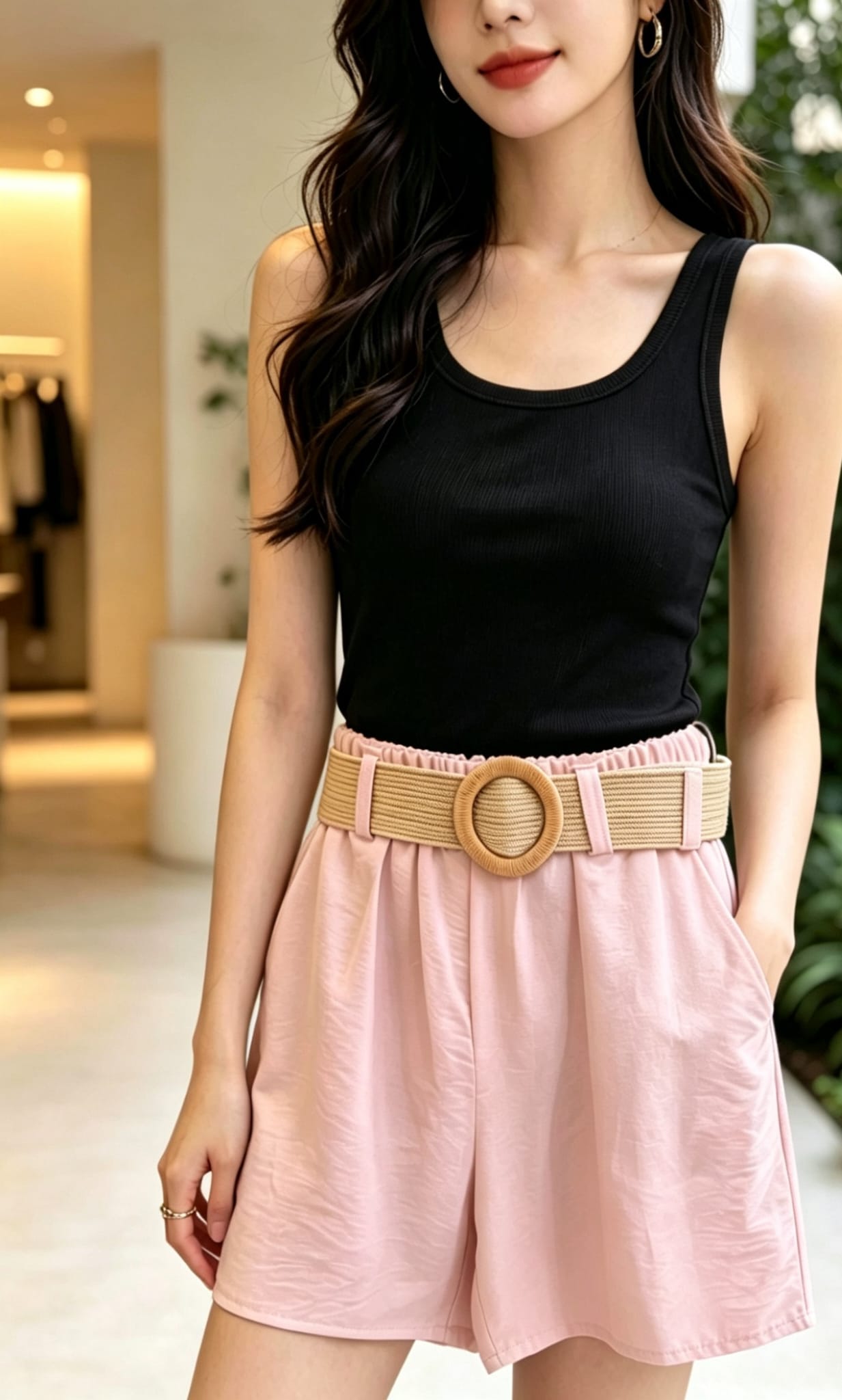 Belted Linen Shorts