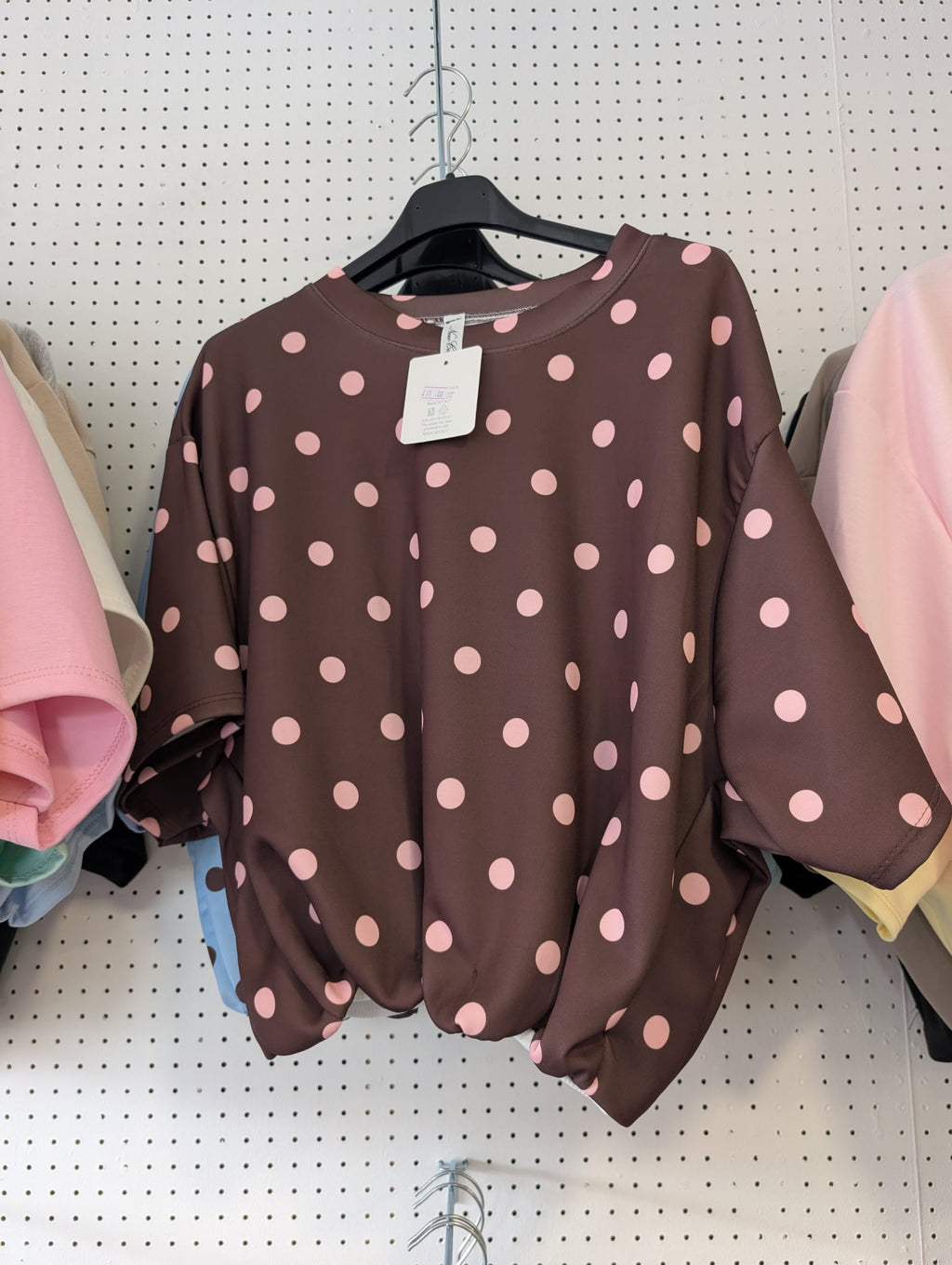 Polka Dot Bubble Hem Cropped Scuba Top