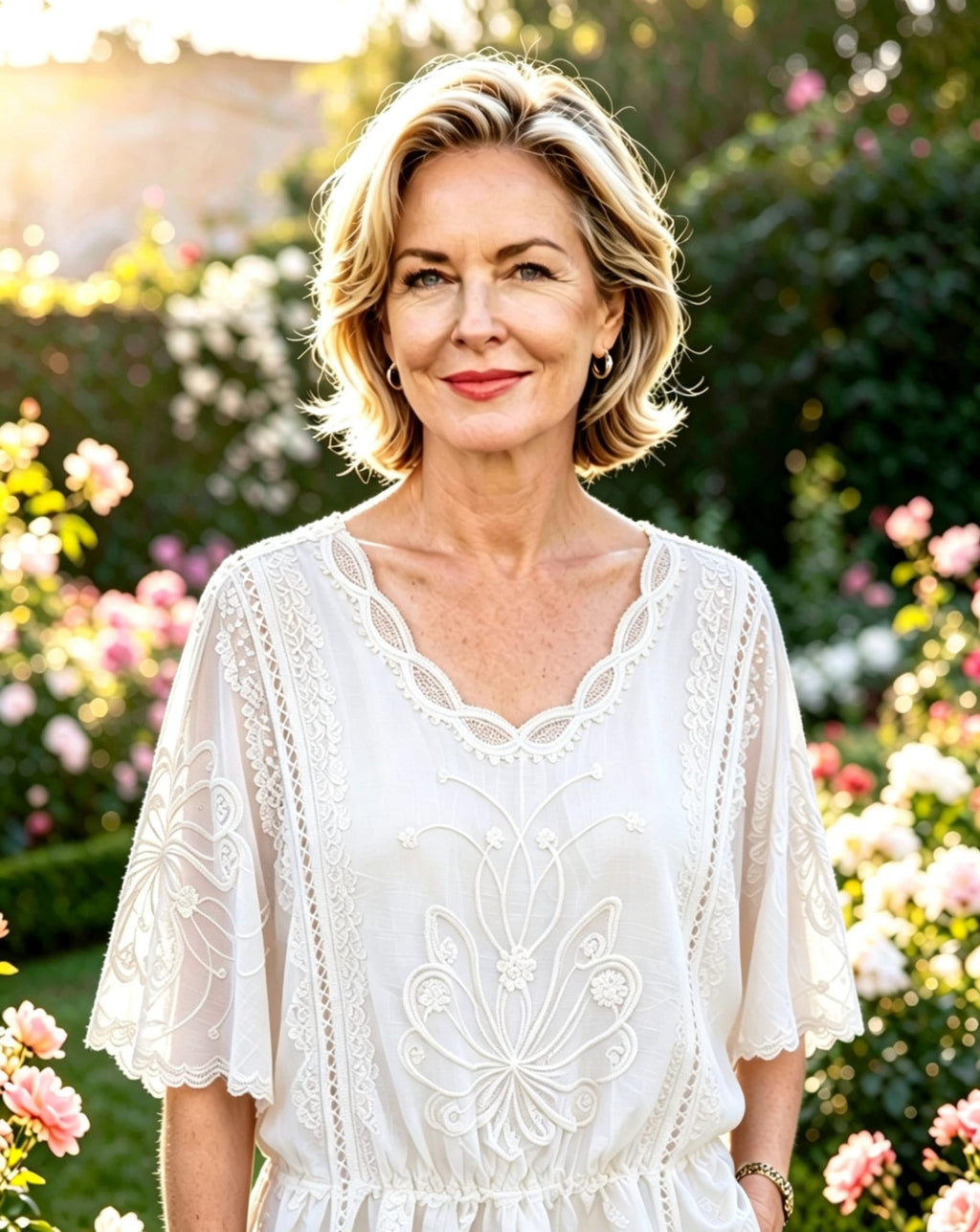 Floral Lace Butterfly Sleeve Blouse