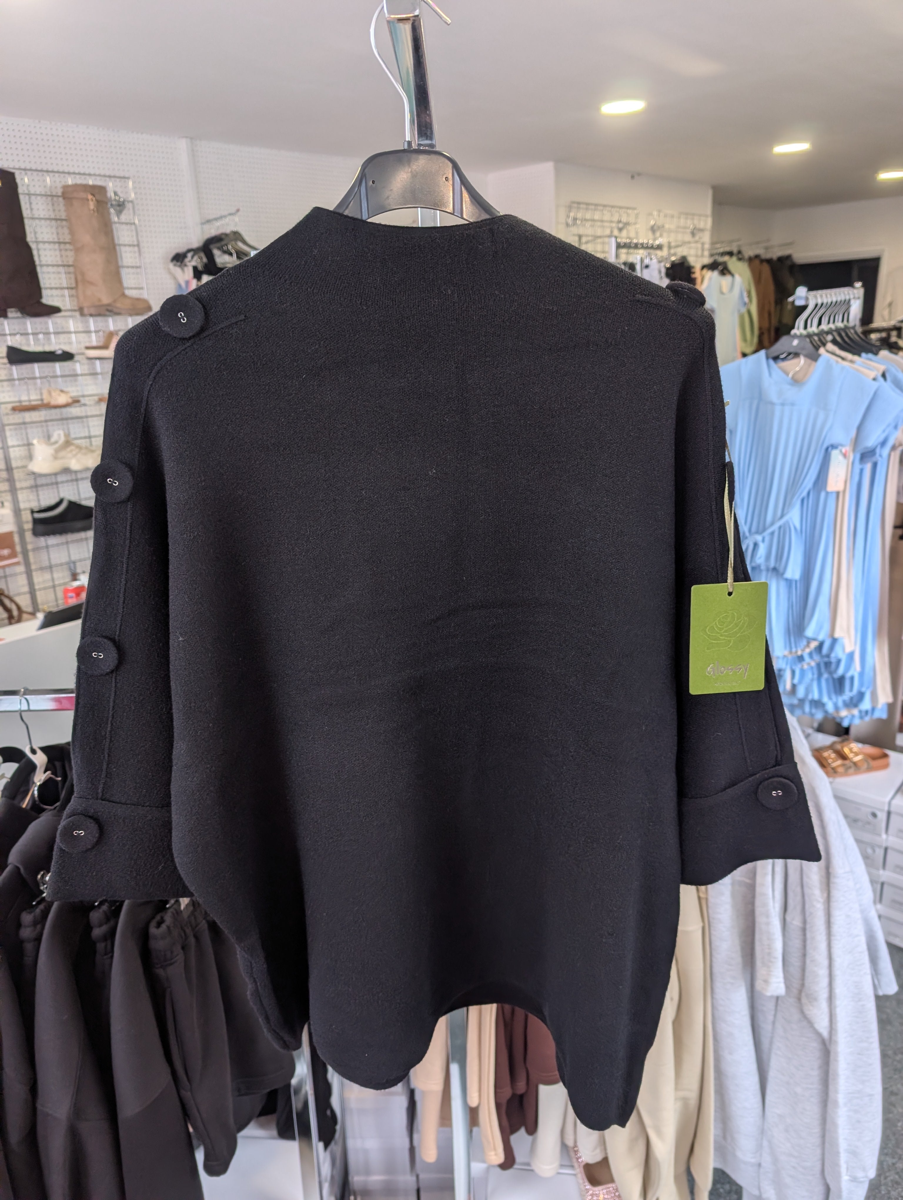 Short Sleeve High Neck Button Detail Jumper