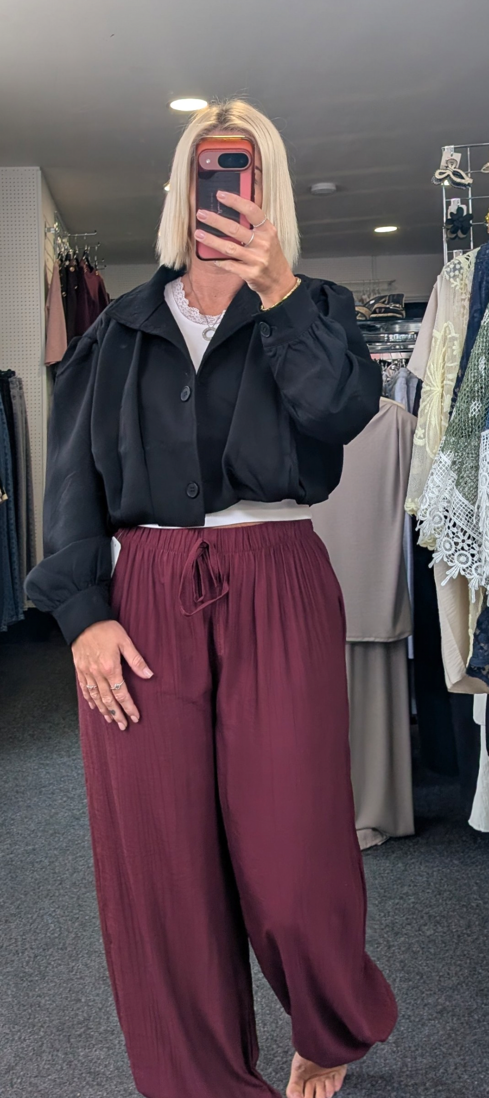 Balloon Trousers With Texture and Elasticated Waist & Cuffs