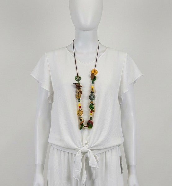 Tie Waist Blouse With Necklace
