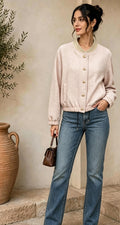 Gold Sparkle Bomber Jacket With Gold Buttons