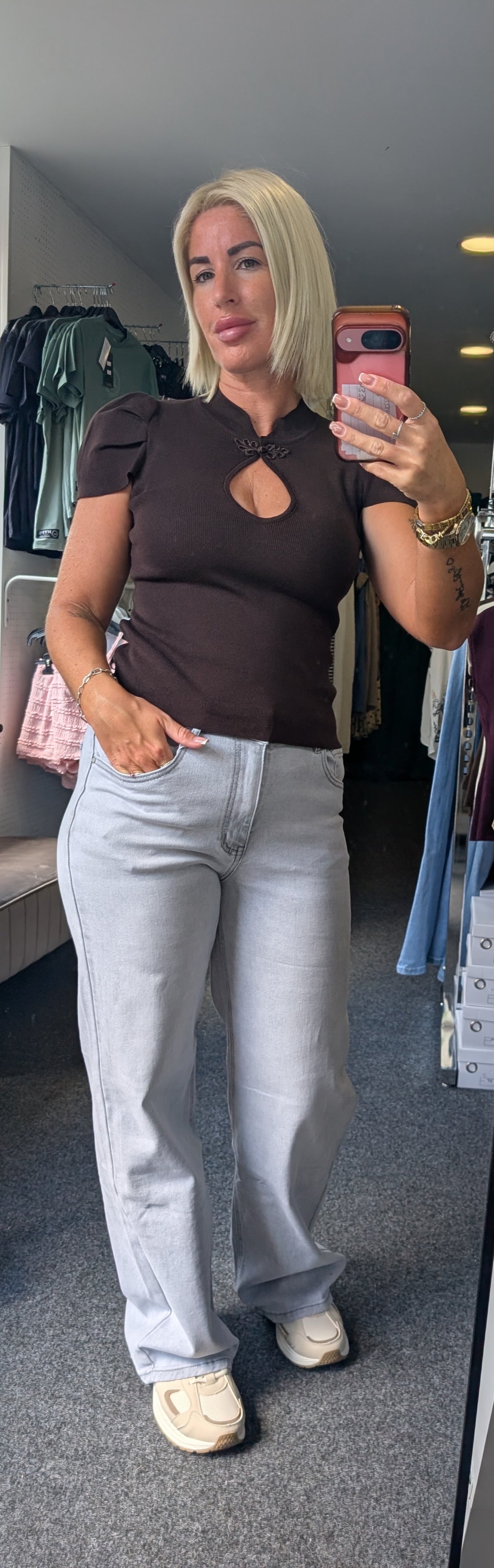 Grey Wash Dad Fit Jeans