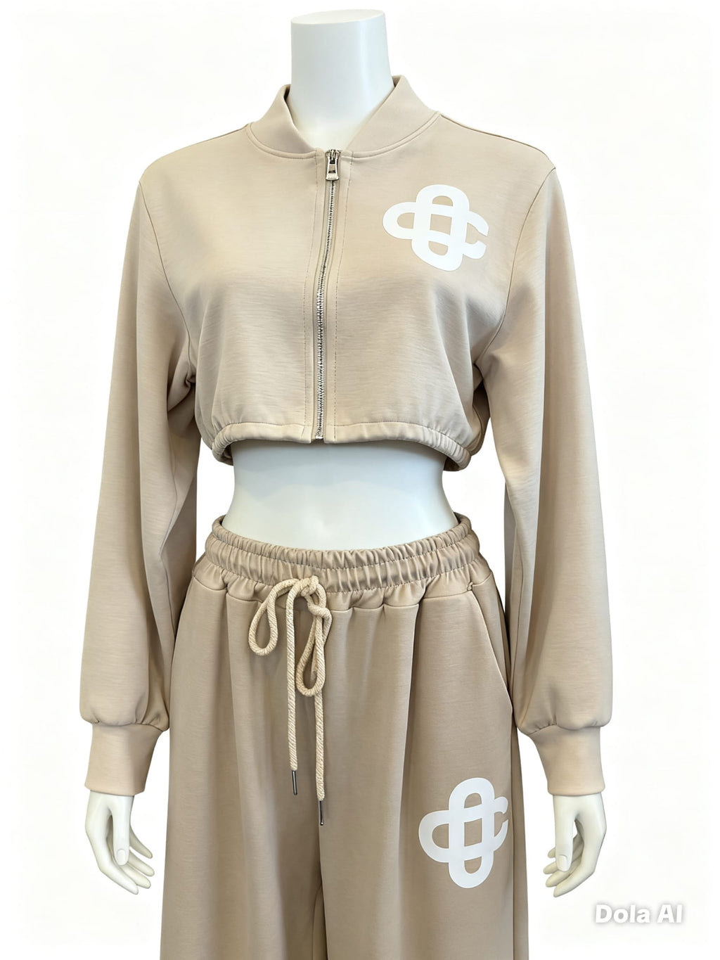 Zip Up Jacket & Wide Leg Trousers With Knot Logo