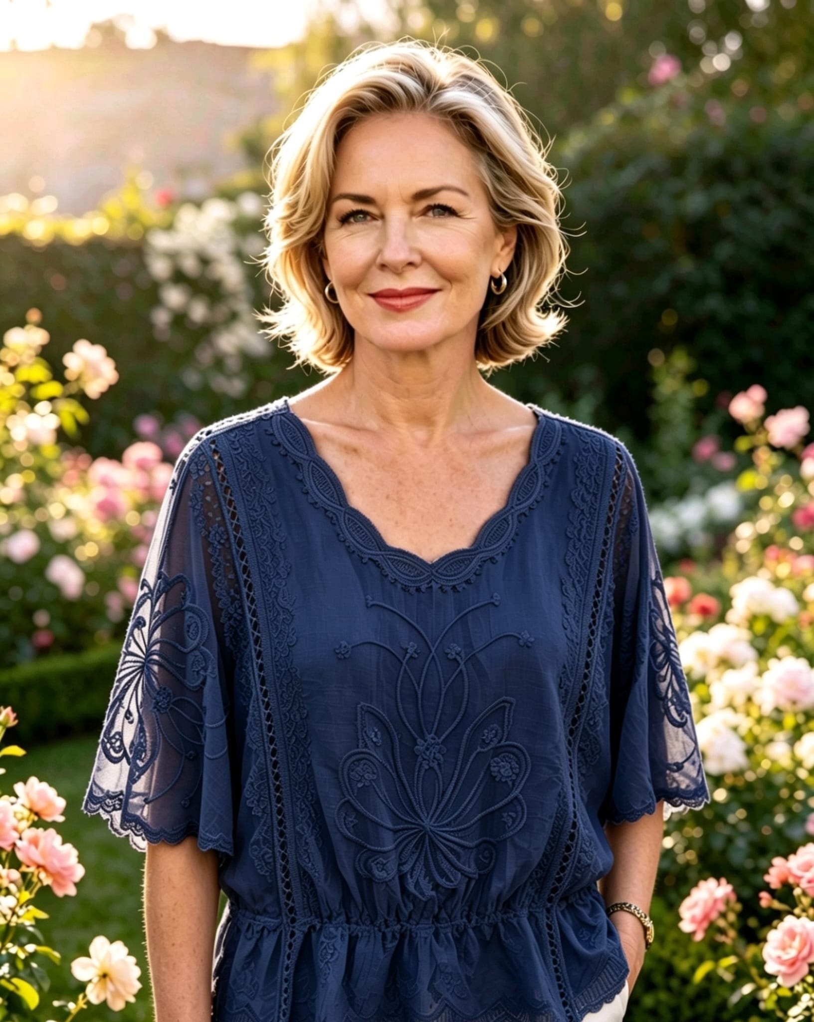Floral Lace Butterfly Sleeve Blouse