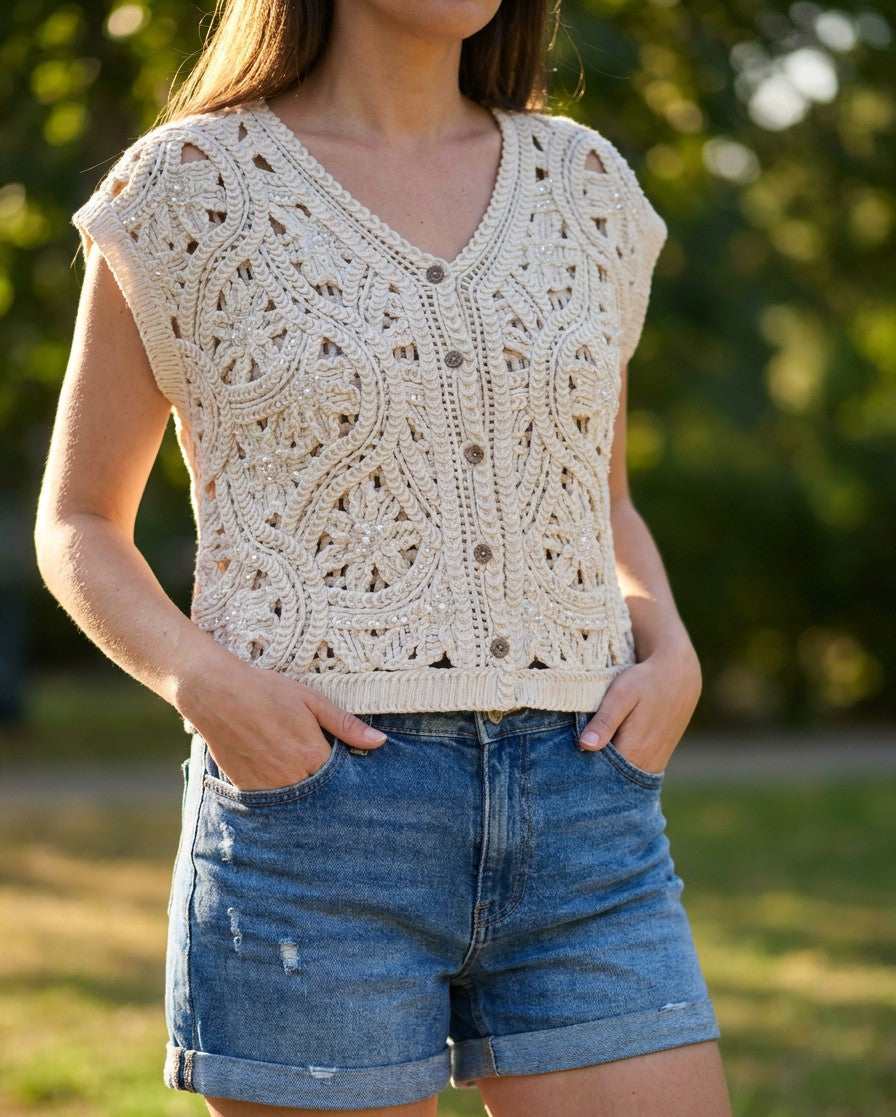 Crochet Sleeveless Cardigan