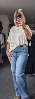 Blue Stretch Wide Leg Jeans