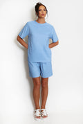 Textured Crew Neck T Shirt & Shorts Set