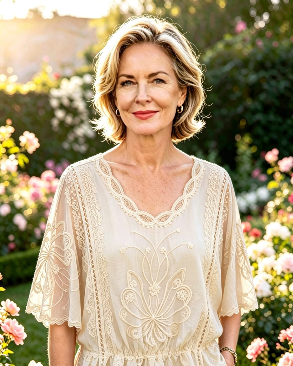 Floral Lace Butterfly Sleeve Blouse