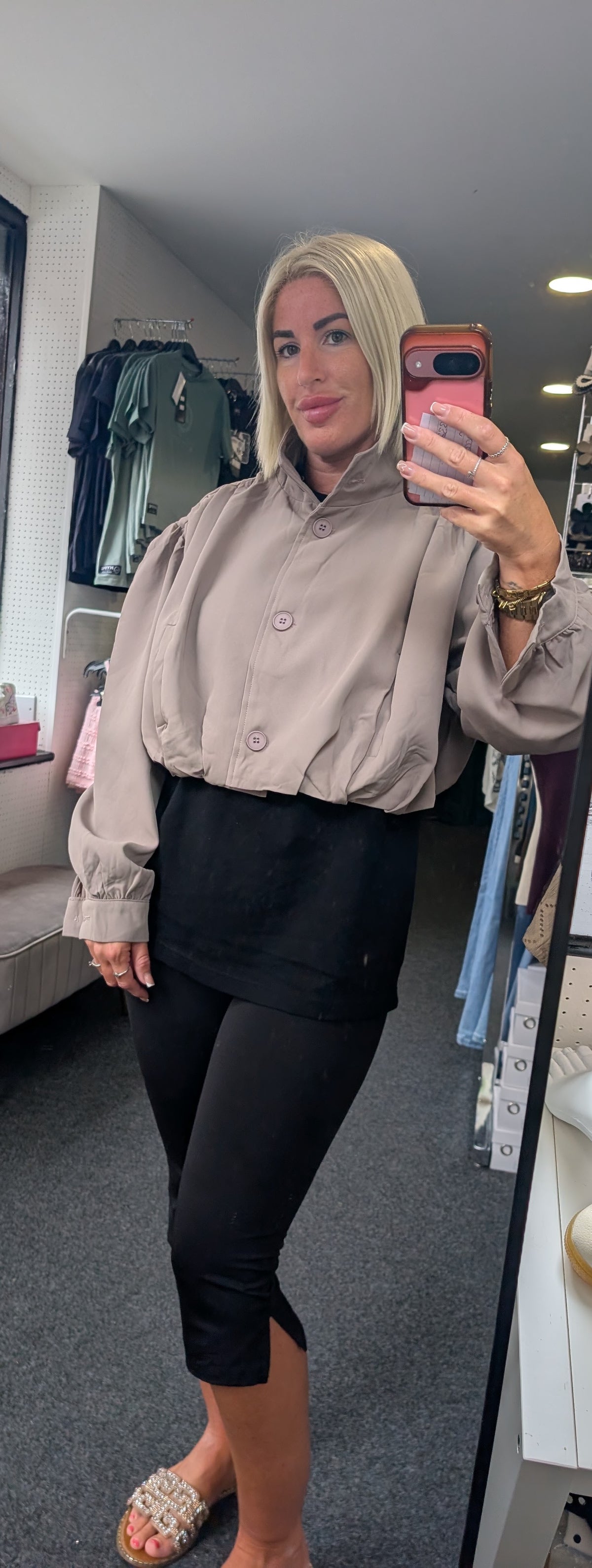 Zara Inspired Cropped Jacket With Ruched Shoulder Detail