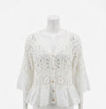 Floral Crochet Button Up Cardigan