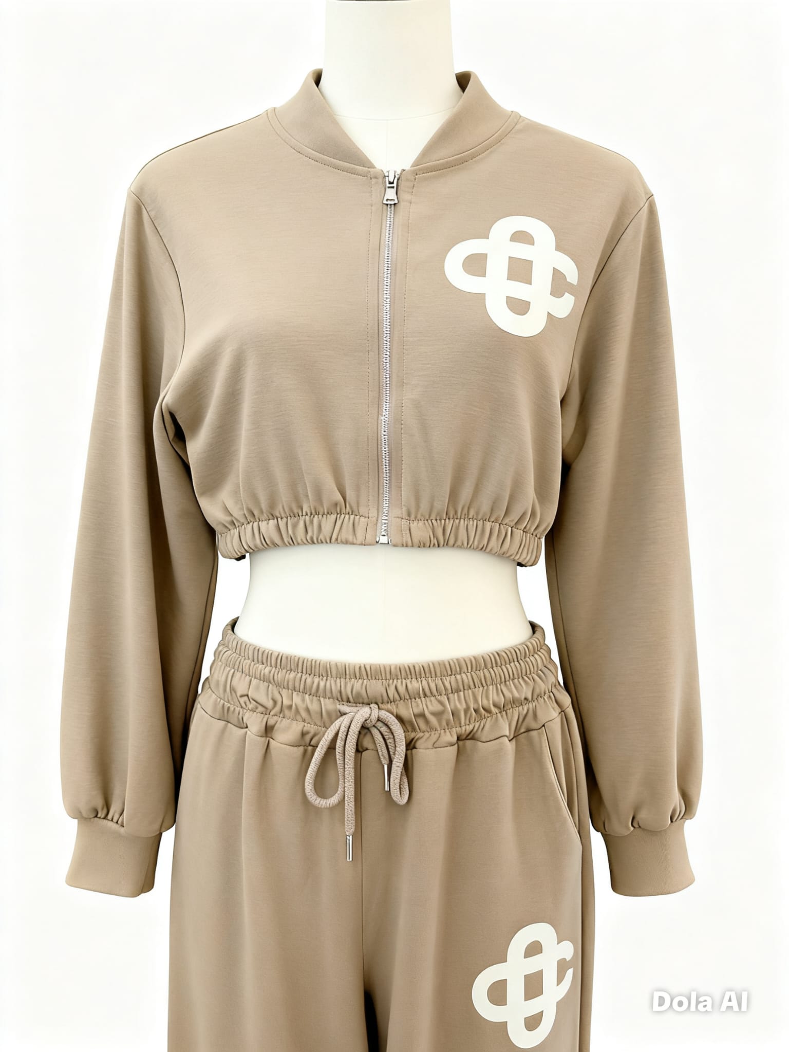 Zip Up Jacket & Wide Leg Trousers With Knot Logo