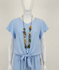 Tie Waist Blouse With Necklace