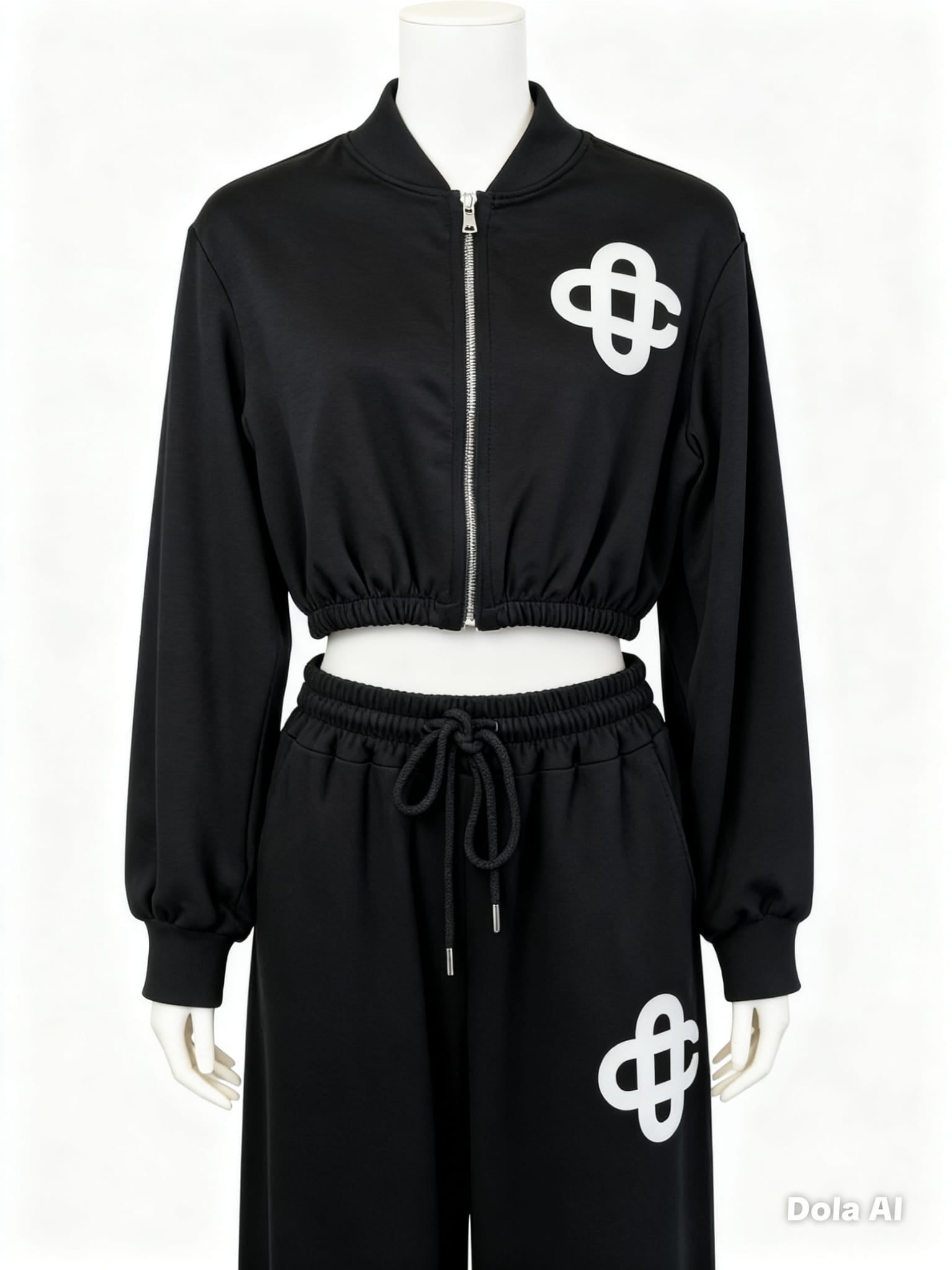 Zip Up Jacket & Wide Leg Trousers With Knot Logo