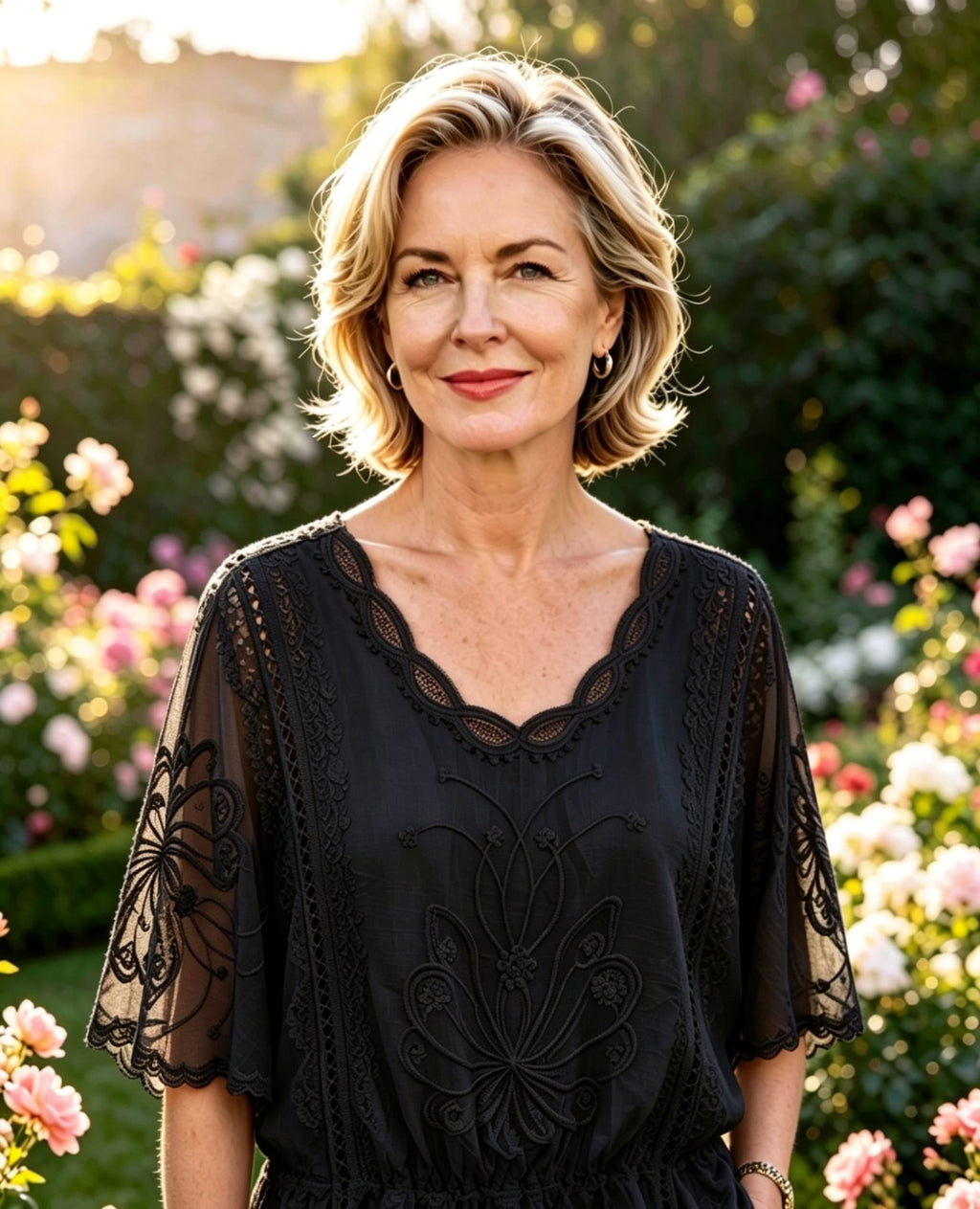 Floral Lace Butterfly Sleeve Blouse