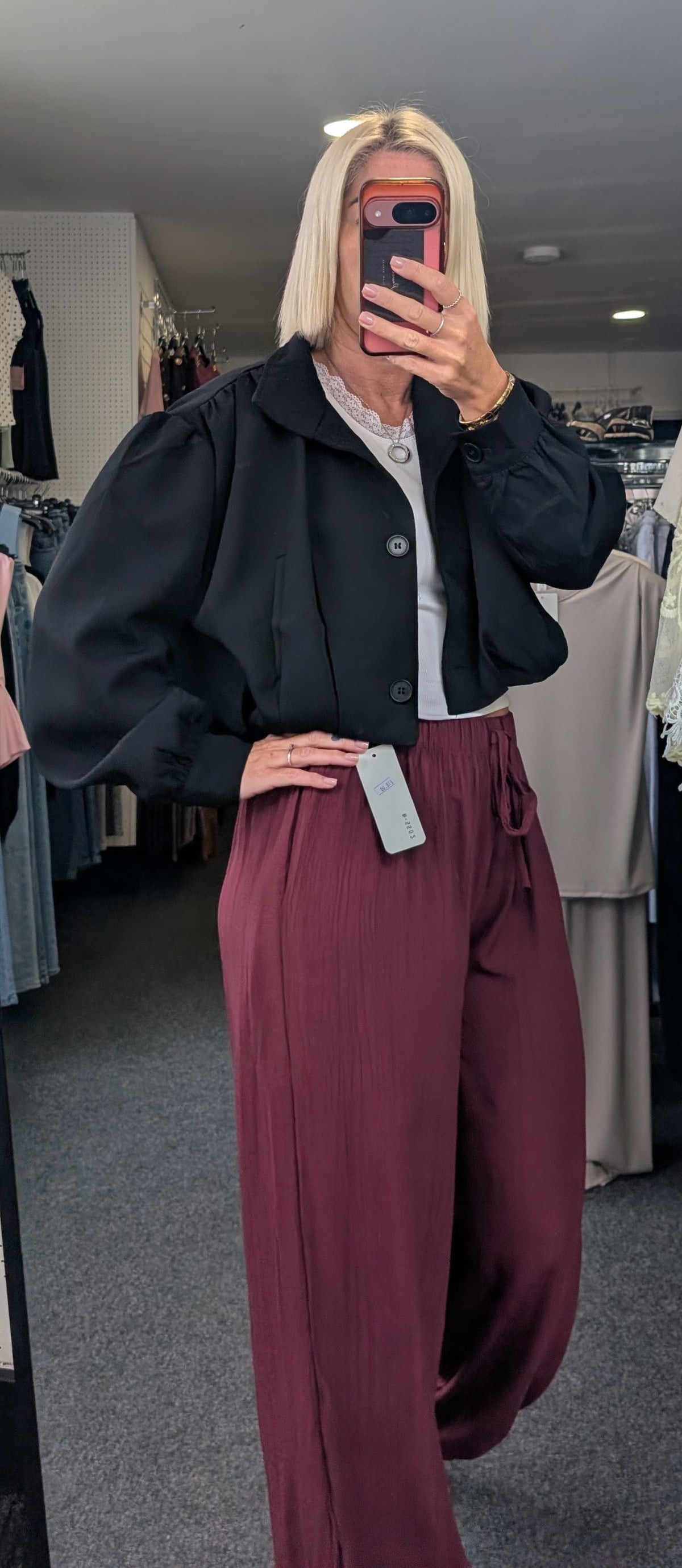 Balloon Trousers With Texture and Elasticated Waist & Cuffs