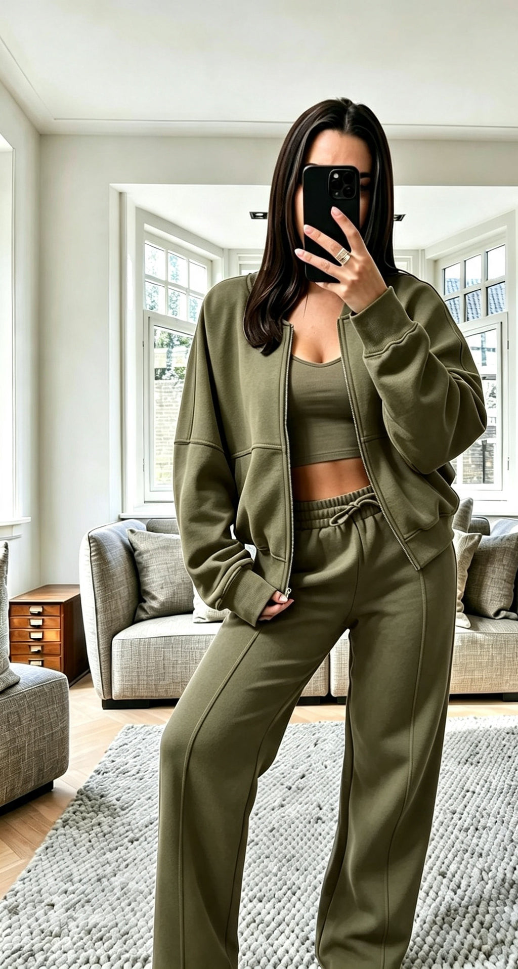 Fleece Zip Front Bomber Sweatshirt & Joggers Loungewear Co-Ord Set