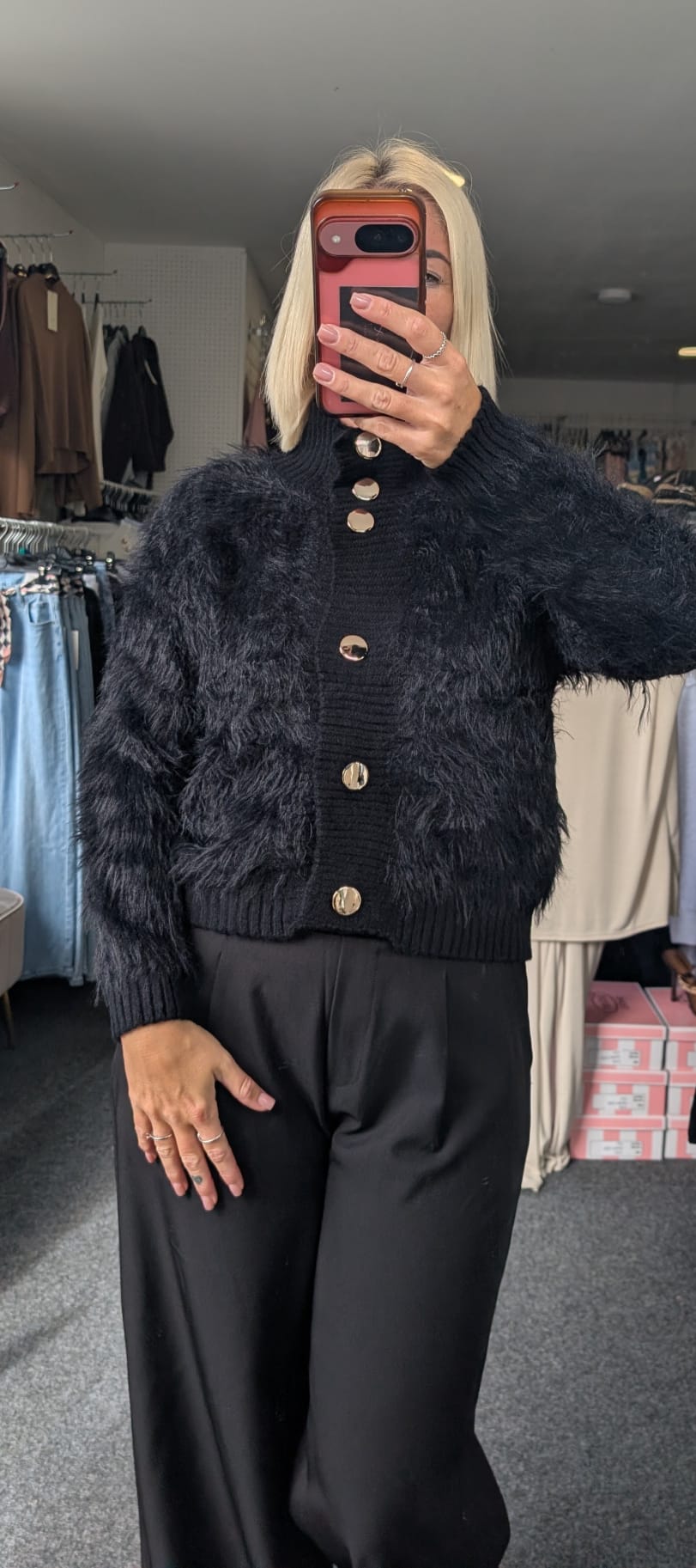 Faux Fur Knit Cardigan