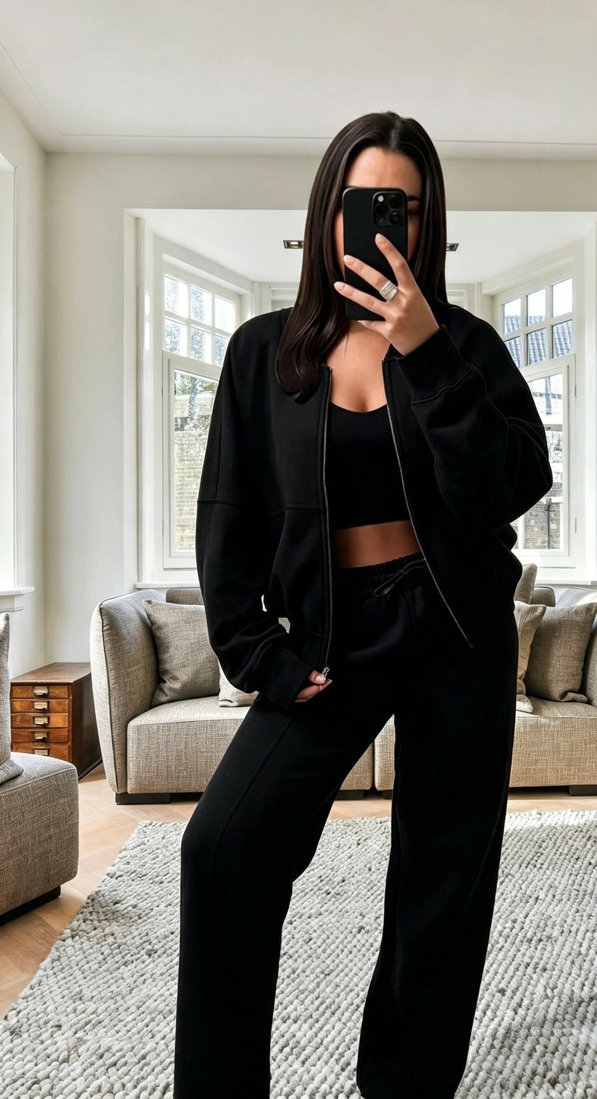 Fleece Zip Front Bomber Sweatshirt & Joggers Loungewear Co-Ord Set