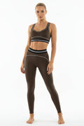 Striped Crop Top And Legging Gym Set