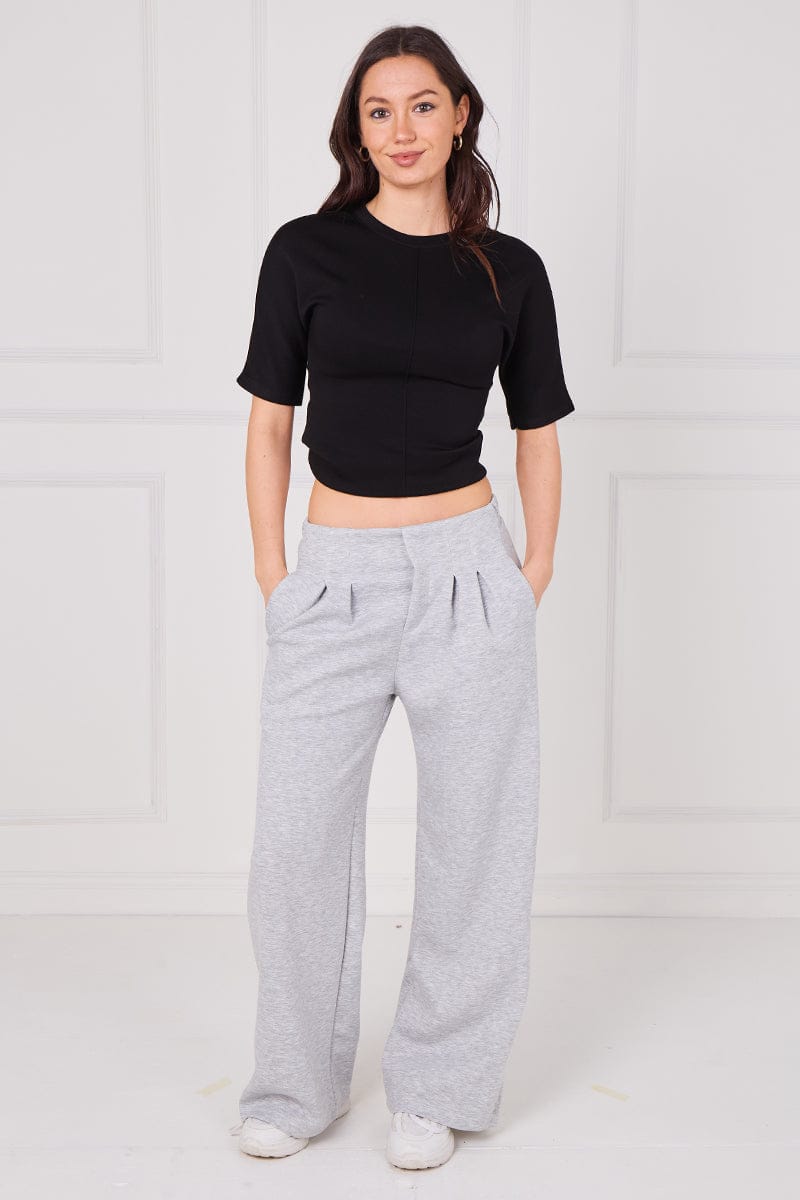 Elasticated Waist Wide Leg Pleat Trouser
