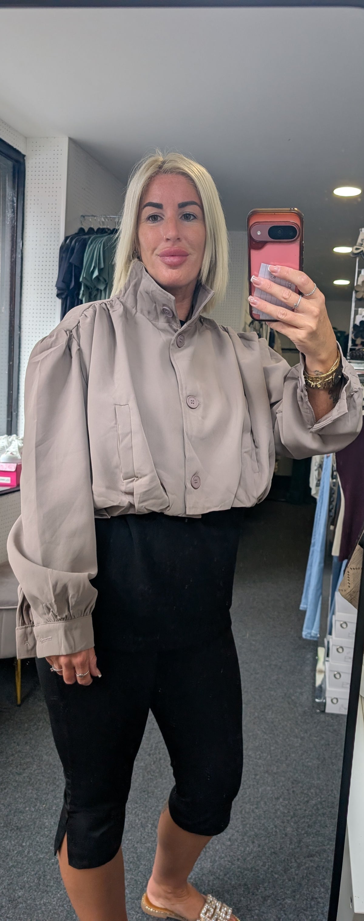 Zara Inspired Cropped Jacket With Ruched Shoulder Detail