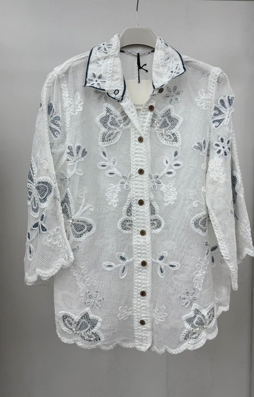 Marisol Sequin Shacket White