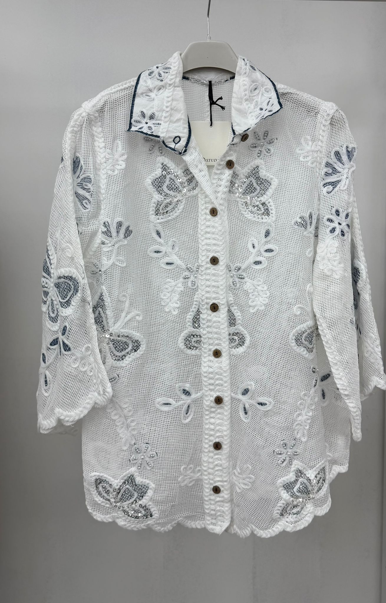 Marisol Sequin Shacket White