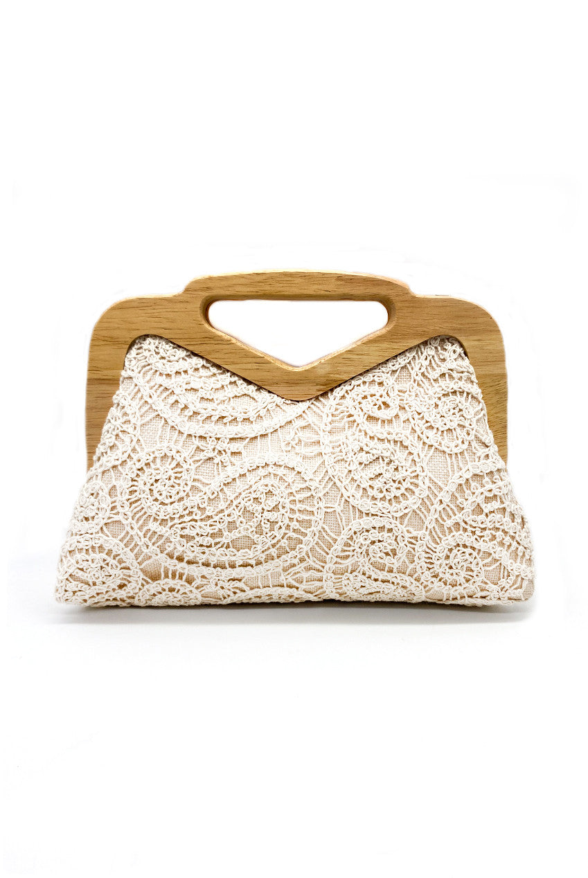 Crochet Clutch Bag With Wooden Handle