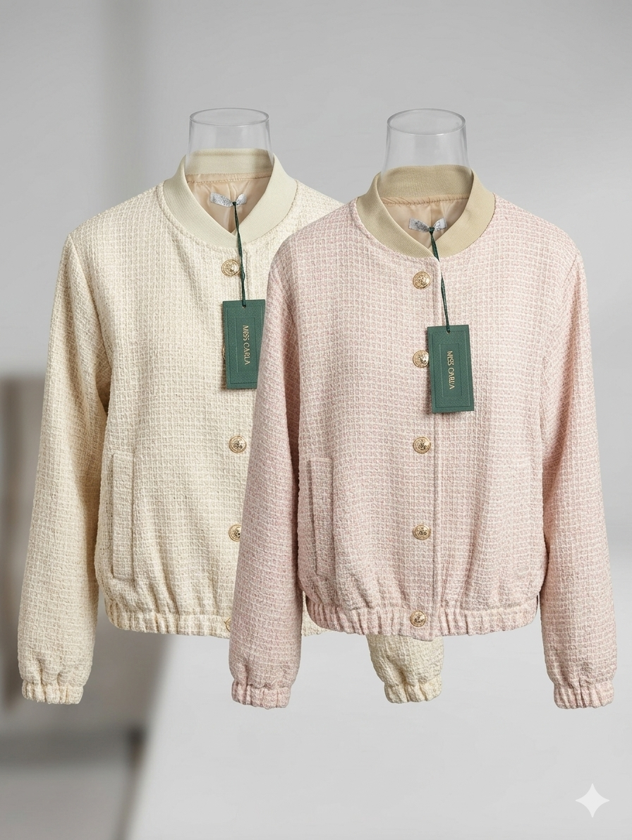 Gold Sparkle Bomber Jacket With Gold Buttons