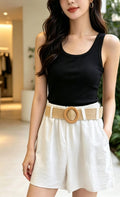 Belted Linen Shorts