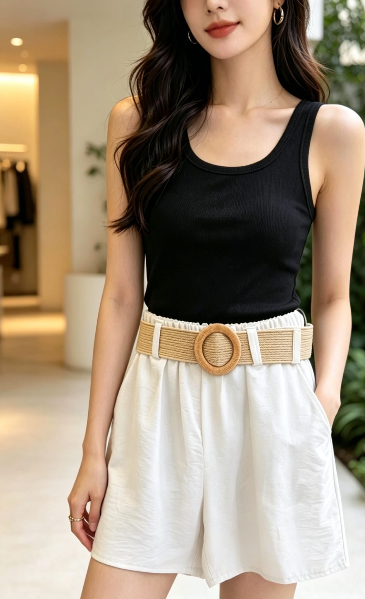 Belted Linen Shorts