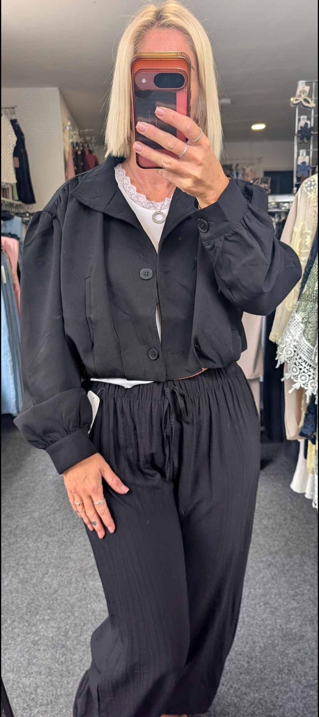 Balloon Trousers With Texture and Elasticated Waist & Cuffs