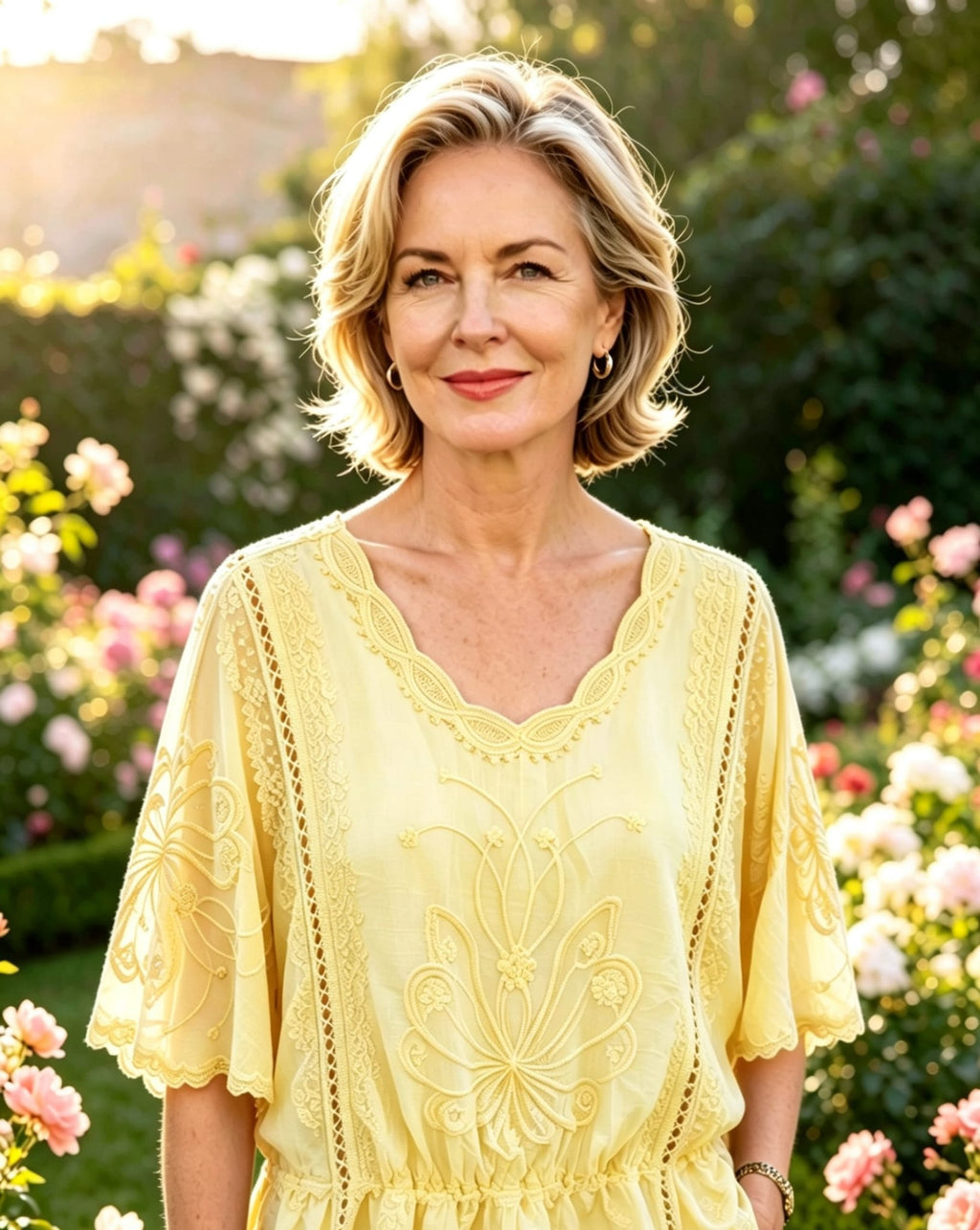 Floral Lace Butterfly Sleeve Blouse